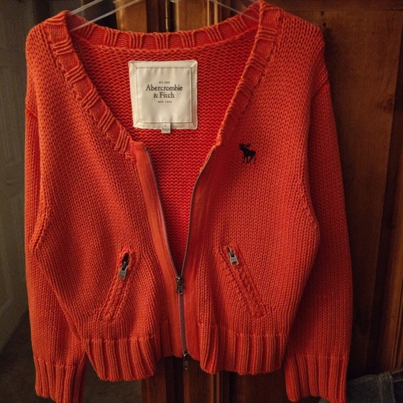 Abercrombie and Fitch Orange Zip Cardigan🎃 - Picture 8 of 8